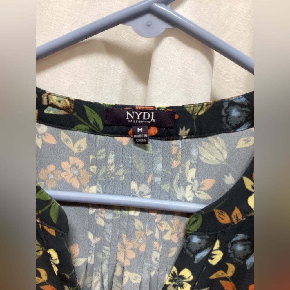 Floral Button-Up Blouse - Black and Orange - Picture 3 of 5